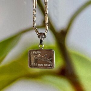 Silver Airplane Pendant Necklace